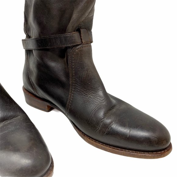 FRYE BOOTS Dorado Riding Dark Brown Leather Moto - Picture 3 of 12